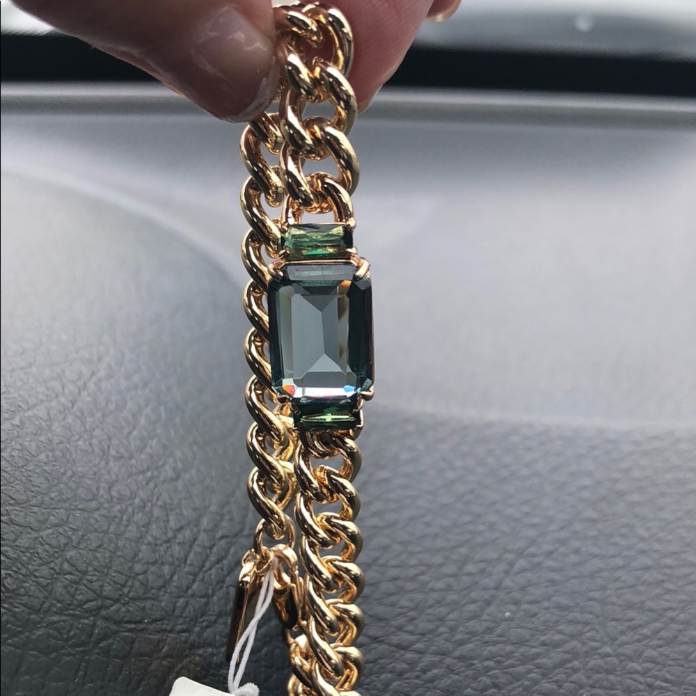 Ralph Lauren Gold-Tone Chain Bracelet with Light Green Accents✨